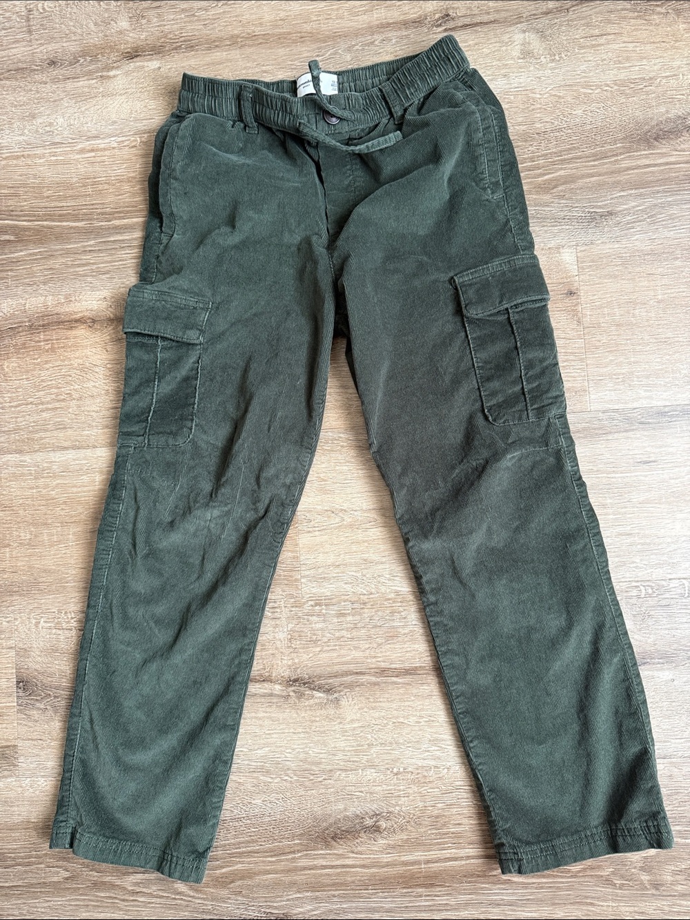 Boys Olive Green corduroy Cargo Pants - Elastic Waist Abercrombie kids
